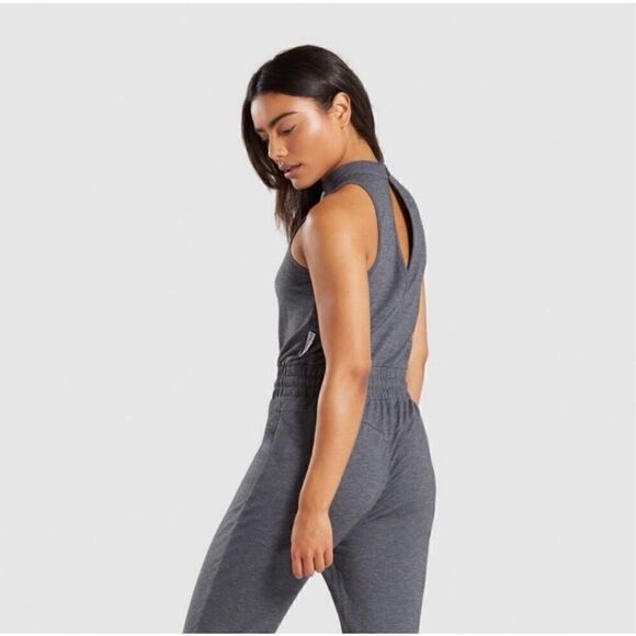 Gymshark Solace Jersey Jumpsuit Women's Medium Romper Charcoal Gray Marble - Picture 5 of 11